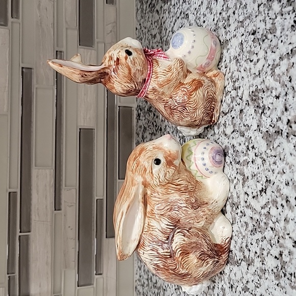 vintage ceramic pair of easter bunnies - Picture 4 of 10